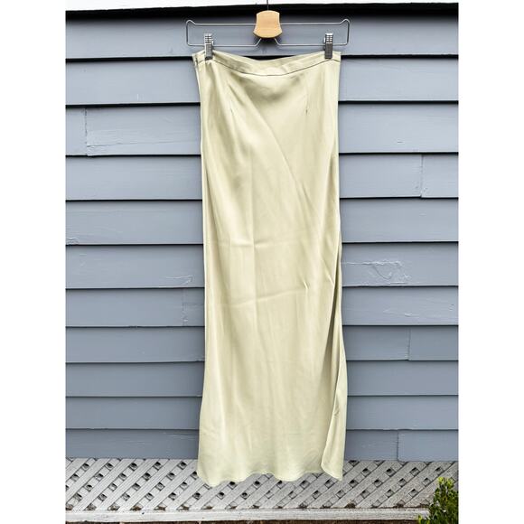 NWT DAGMAR House of Dagmar Shiny Long Skirt Slate Green 36 2 XS - Picture 8 of 10